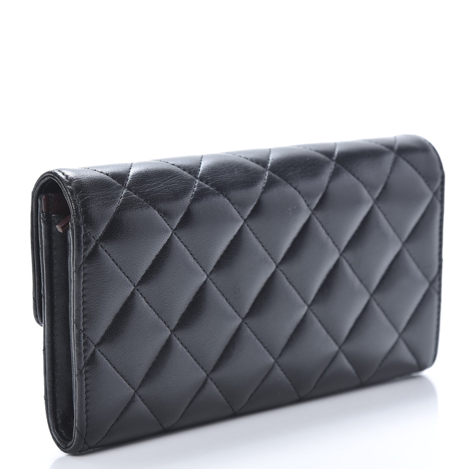 Chanel Lambskin Quilted Large Gusset Flap Wallet Black 3 of 11