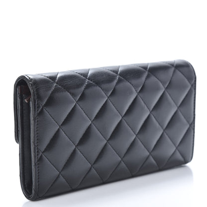 Chanel Lambskin Quilted Large Gusset Flap Wallet Black 3 of 11