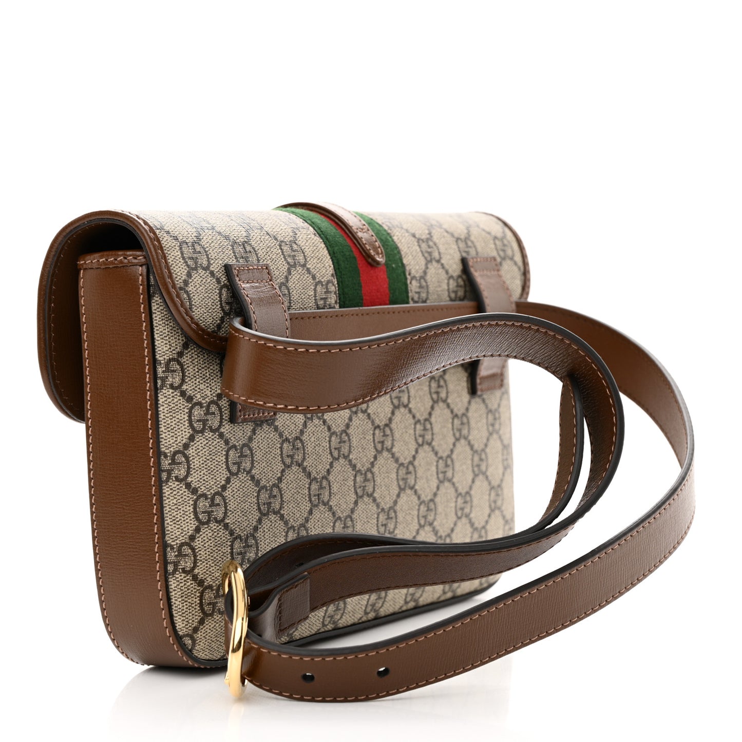 GG Supreme Monogram Azalea Calfskin Web Jackie 1961 Belt Bag 100 40 Beige Ebony Brown Sugar