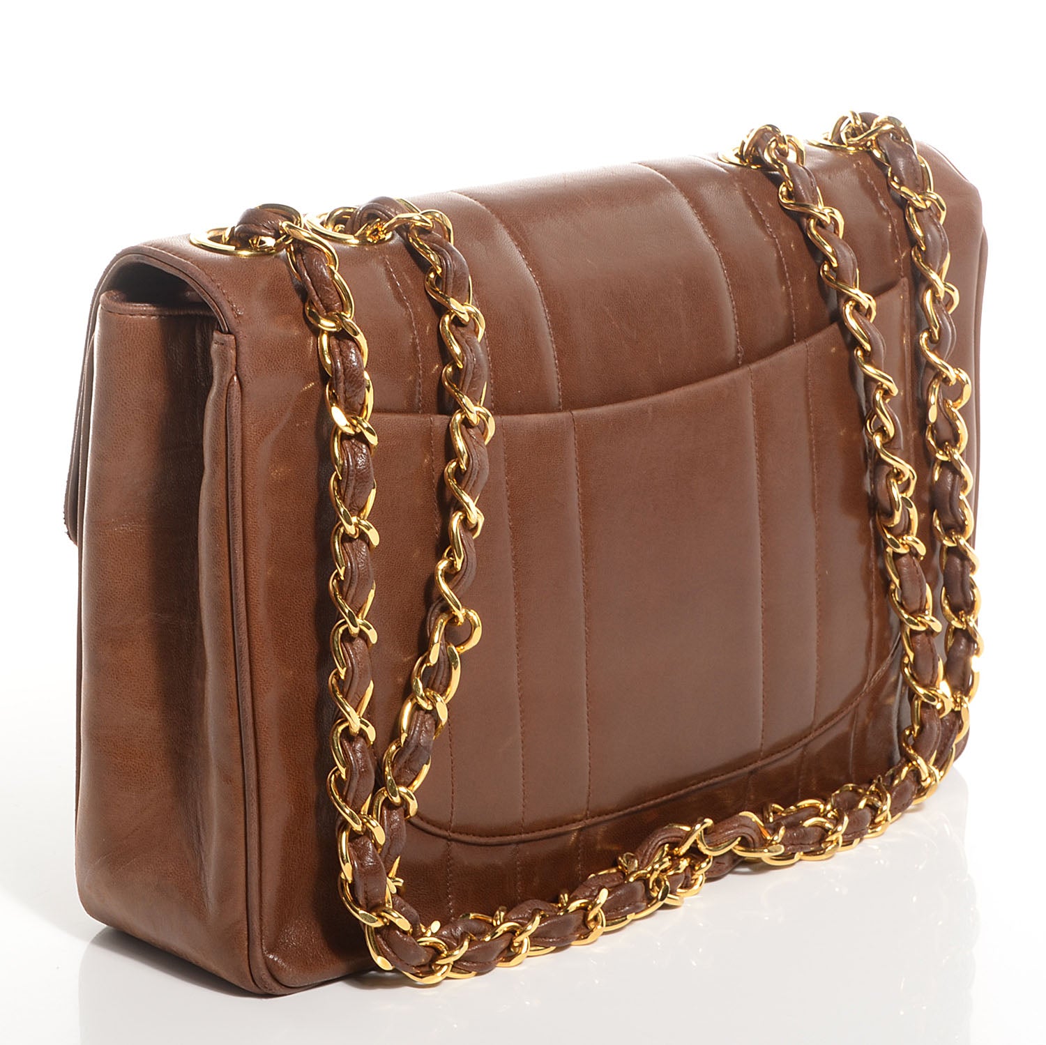 Chanel Lambskin Vertical Quilt Jumbo Flap Brown 3 of 7