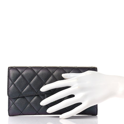 Chanel Iridescent Goatskin Quilted Large Flap Wallet Purple 2 of 8