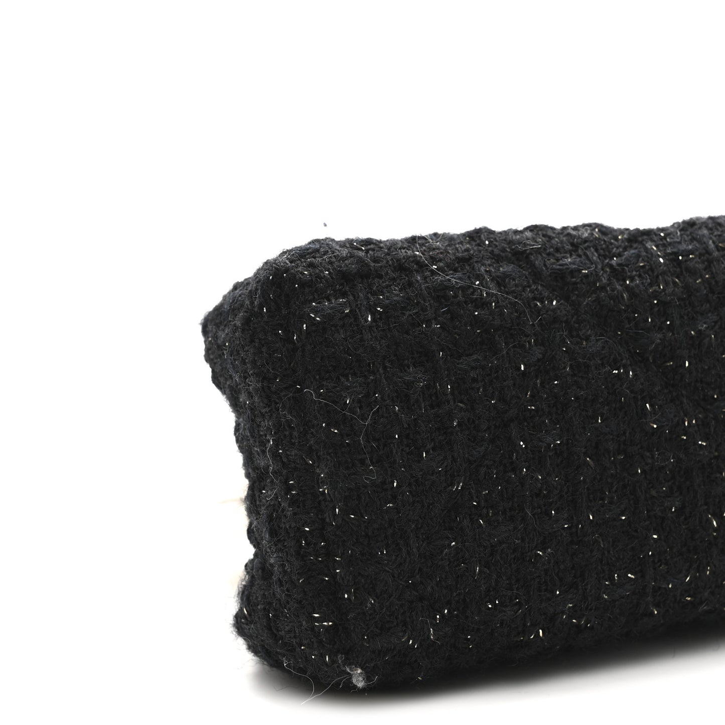 Tweed Quilted Kiss Lock Clutch Black