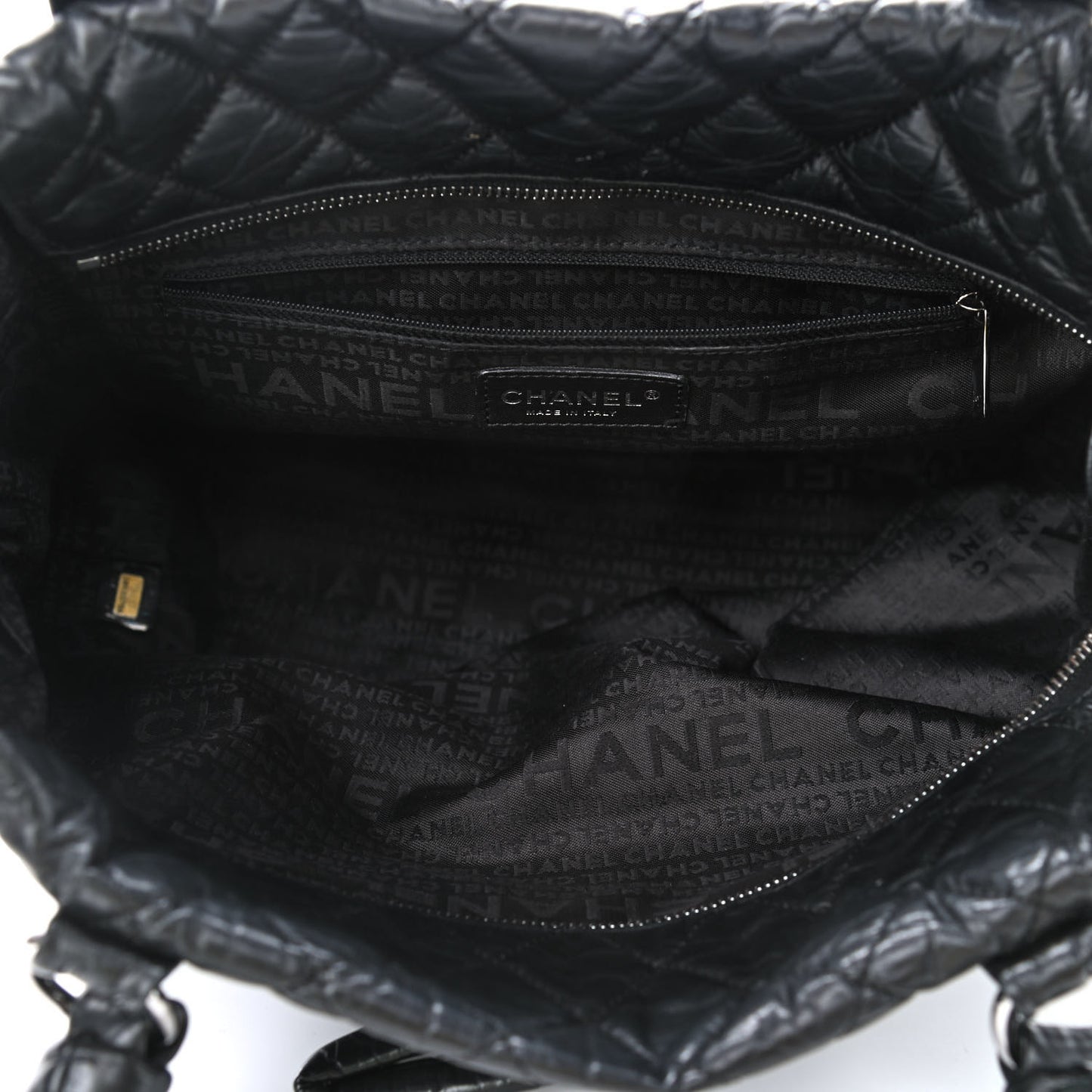 Distressed Lambskin Vintage Ligne Lady Braid Tote Black