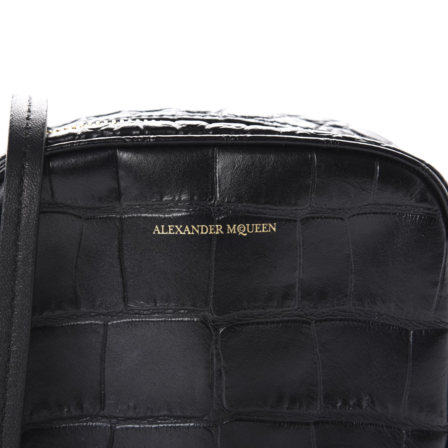 Alexander McQueen Calfskin Crocodile Embossed Camera Shoulder Bag Black 10 of 10