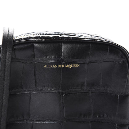 Alexander McQueen Calfskin Crocodile Embossed Camera Shoulder Bag Black 10 of 10