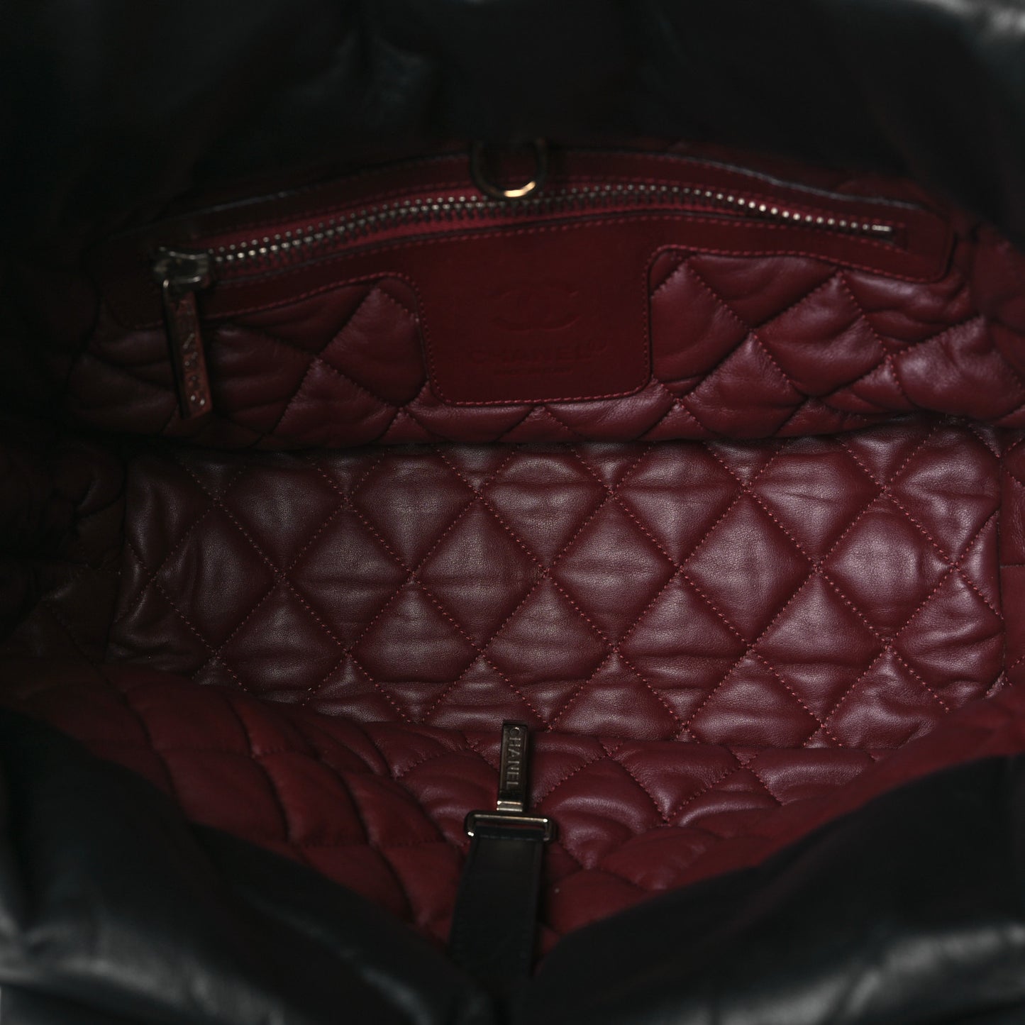 Lambskin Quilted Small Coco Cocoon Reversible Tote Black