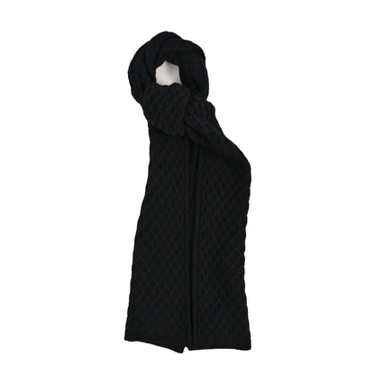 Chanel Cashmere Knit CC Scarf Black White 1 of 3