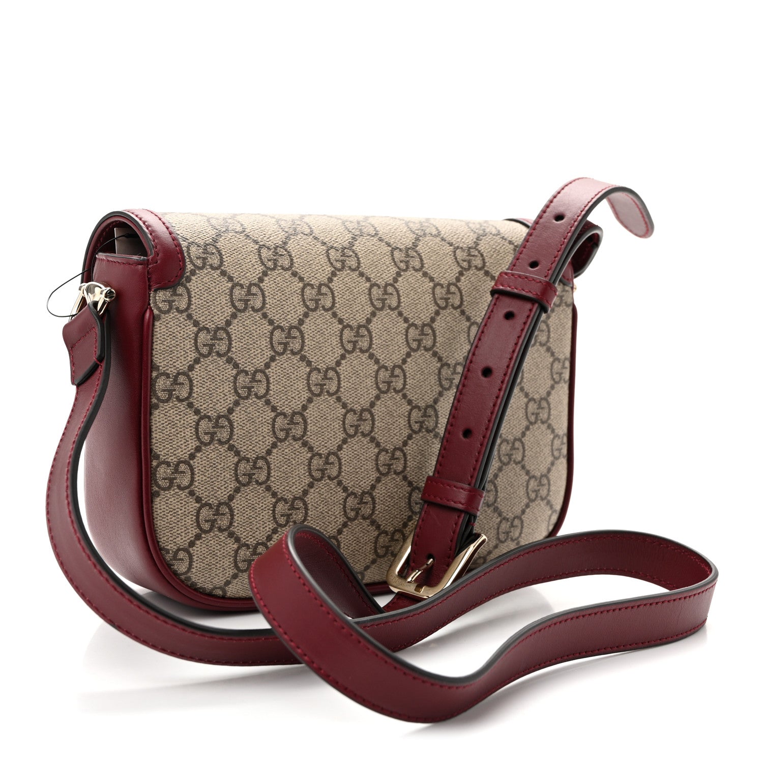 Gucci GG Supreme Monogram Horsebit 1955 Soft Small Shoulder Bag Beige Ebony Rosso Ancora 2 of 11
