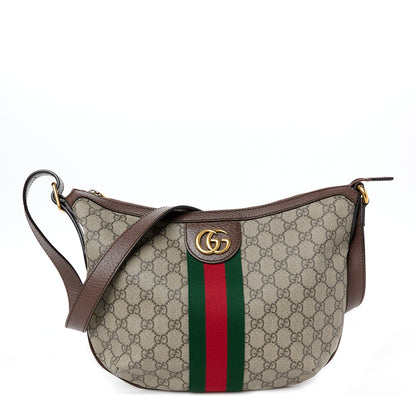 Gucci GG Supreme Monogram Web Small Ophidia Half Moon Hobo Brown 1 of 11