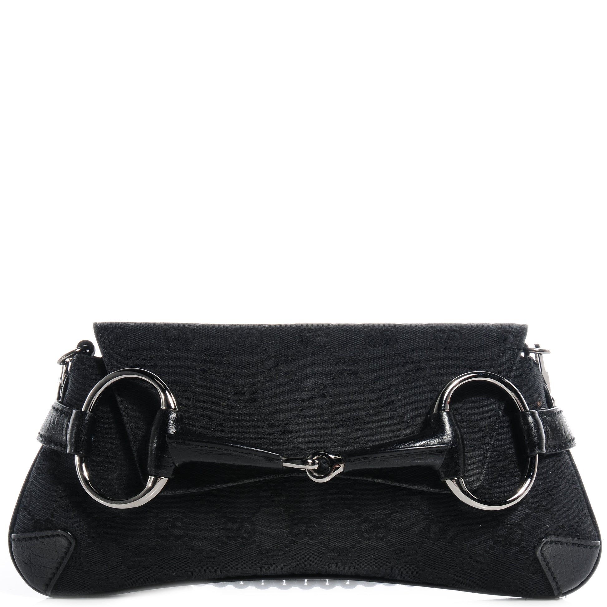 Gucci Monogram Horsebit Clutch Black 1 of 7