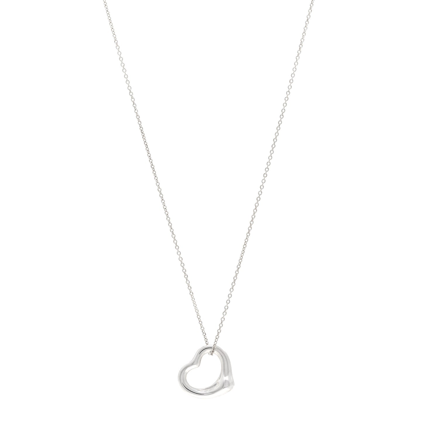 Sterling Silver 16mm Elsa Peretti Open Heart Pendant Necklace