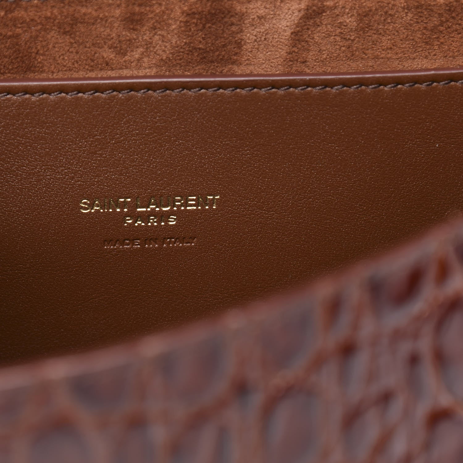 Saint Laurent Crocodile Embossed Calfskin Medium Kaia Satchel Rusty Brown 6 of 10