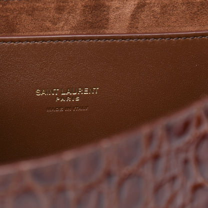 Saint Laurent Crocodile Embossed Calfskin Medium Kaia Satchel Rusty Brown 6 of 10
