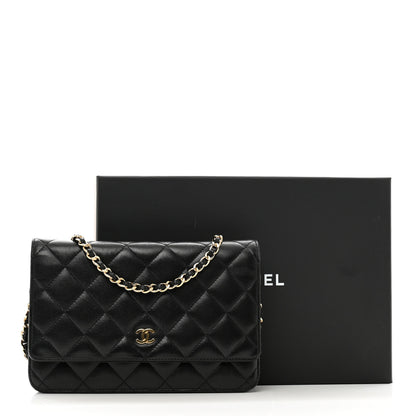 Chanel Lambskin Quilted Wallet On Chain WOC Black 13 of 13