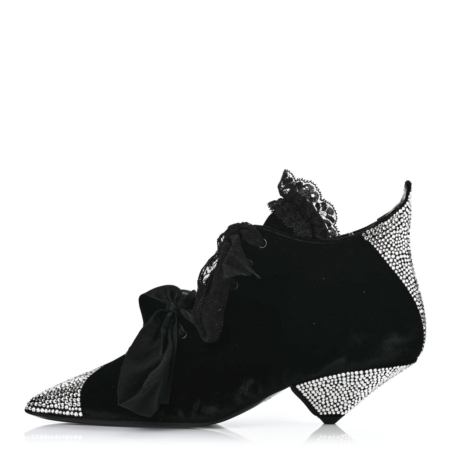 Saint Laurent Velluto Master Crystal Embellished Blaze 45 La Strass Ankle Boots 40 Black 1 of 8