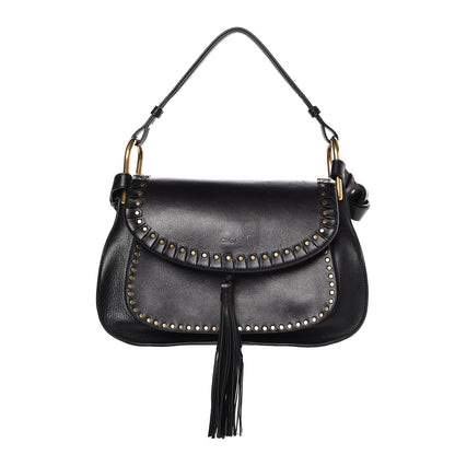 Chloe Calfskin Studded Medium Hudson Double Carry Shoulder Bag Black 1 of 6