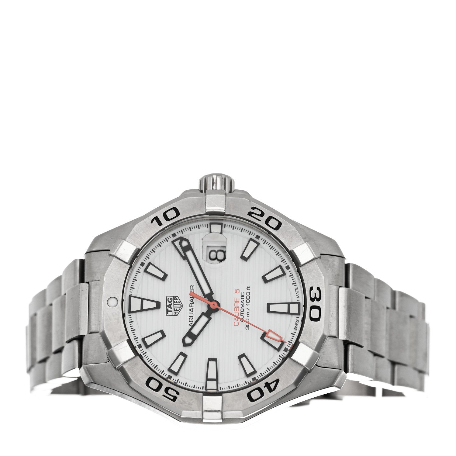 Tag Heuer Stainless Steel 43mm Aquaracer 300M Automatic Watch White WAY2013 2 of 5