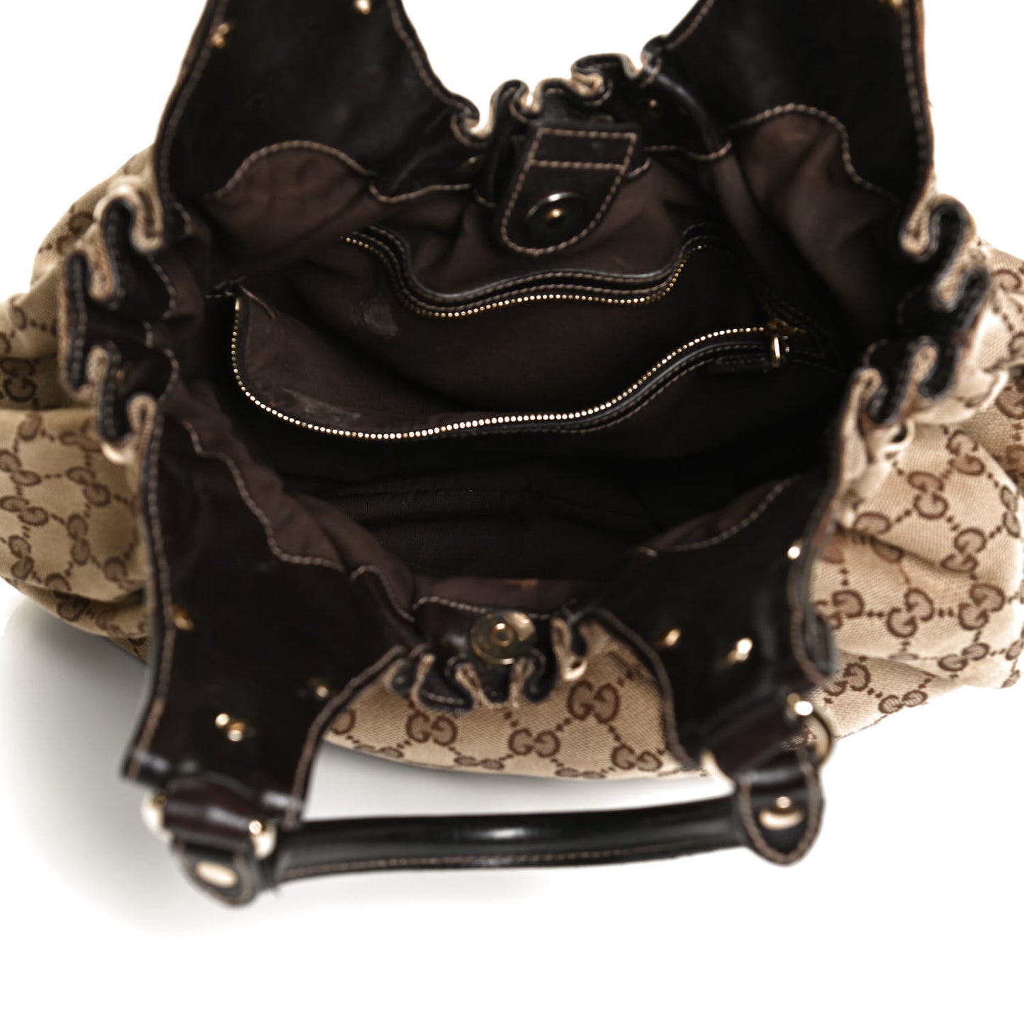 Monogram Studded Medium Pelham Shoulder Bag Dark Brown