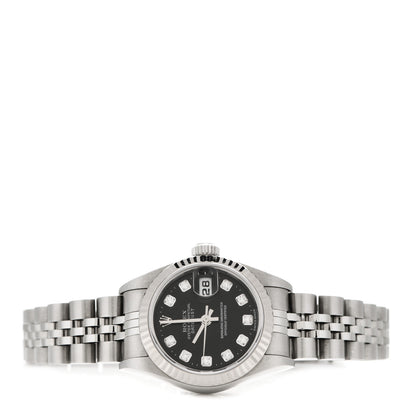 Rolex Stainless Steel 18K White Gold Diamond 26mm Oyster Perpetual Datejust Watch Black 79174 2 of 4