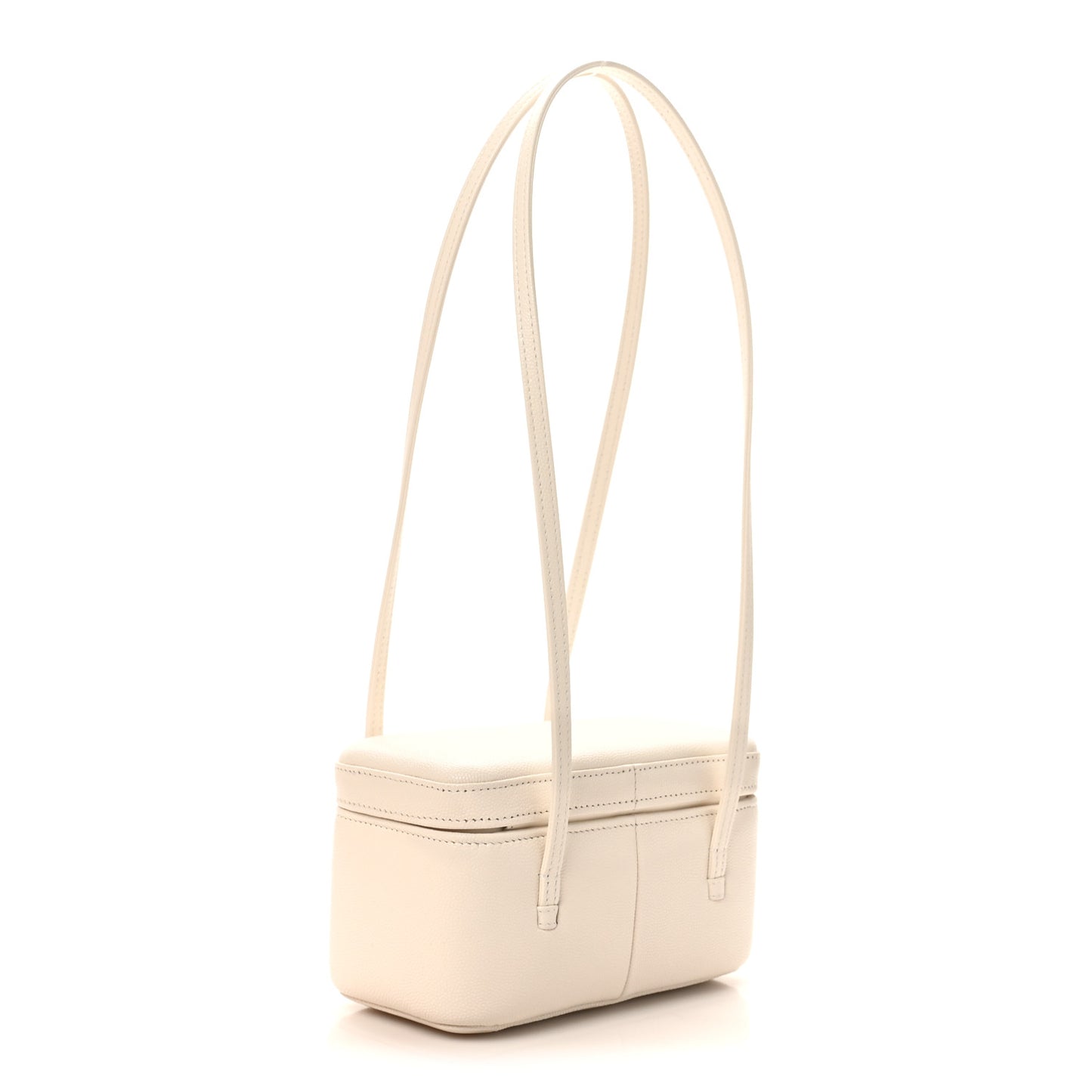 Shiny Caviar Preppy Coco Long Vanity With Strap White