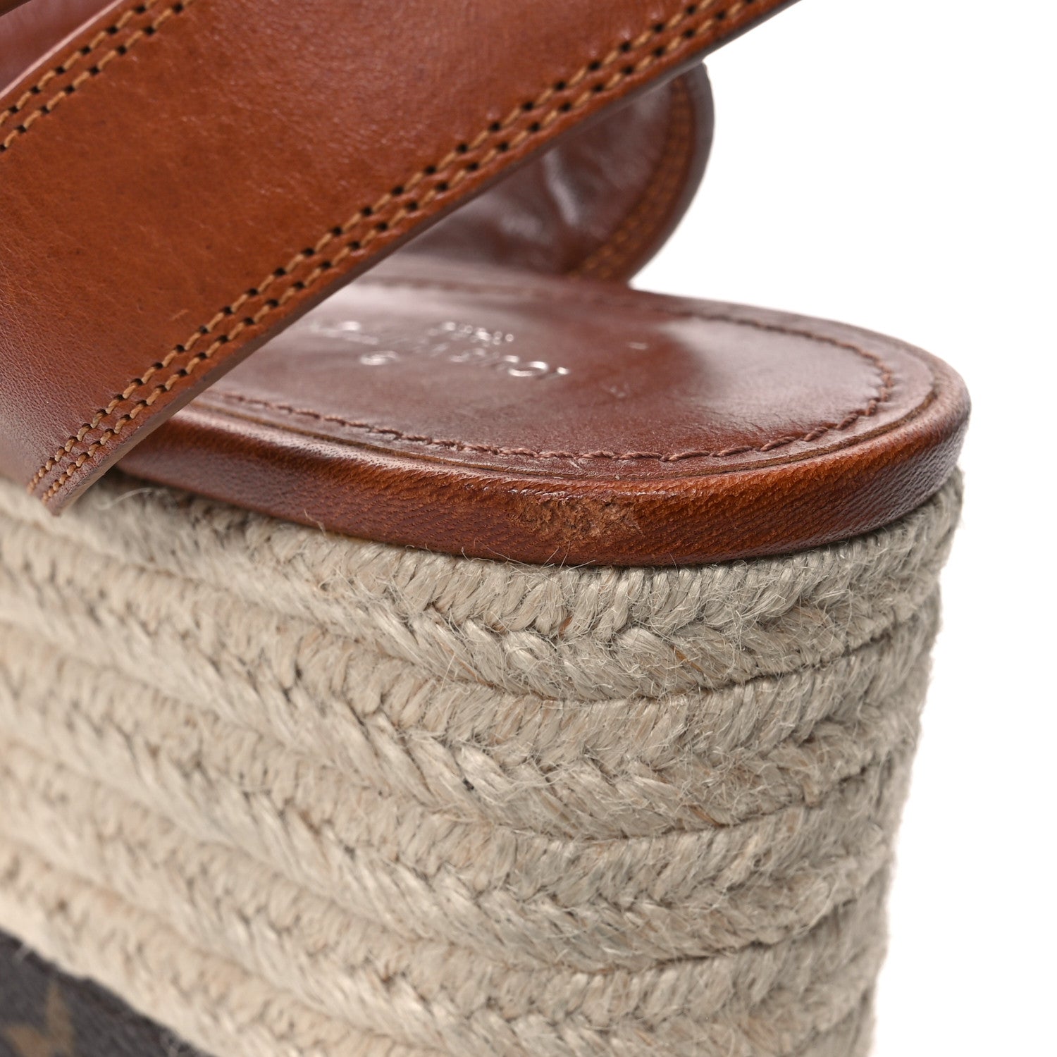 Louis Vuitton Calfskin Studded Espadrille Wedge Sandals 41 Cognac 9 of 10