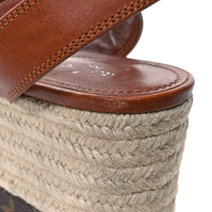 Louis Vuitton Calfskin Studded Espadrille Wedge Sandals 41 Cognac 9 of 10