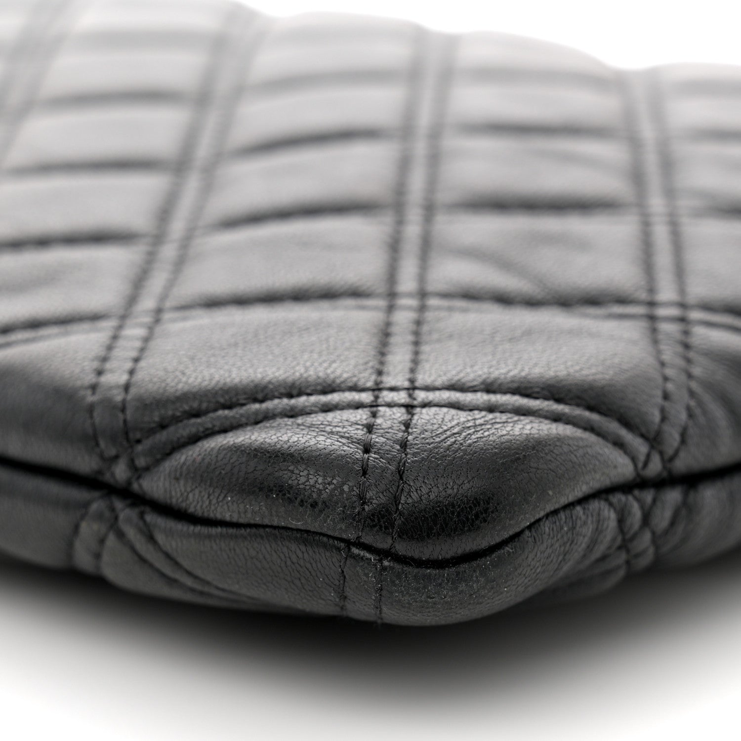 Chanel Lambskin Double Stitch Quilted Large Cosmetic Case Black 10 of 12