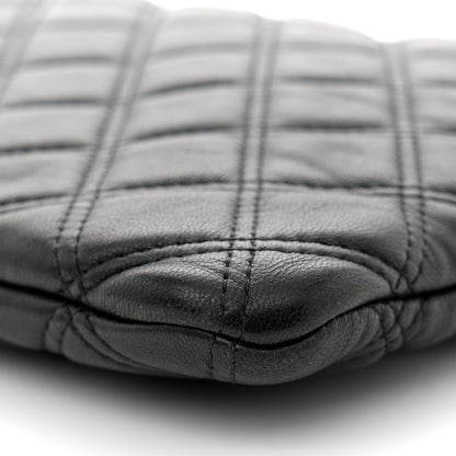 Chanel Lambskin Double Stitch Quilted Large Cosmetic Case Black 10 of 12