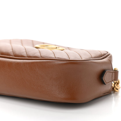Gucci Glazed Calfskin Matelasse Diagonal Small GG Marmont Chain Shoulder Bag Cuir 10 of 10