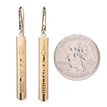 Tiffany 18K Yellow Gold 1837 Bar Drop Earrings 2 of 4