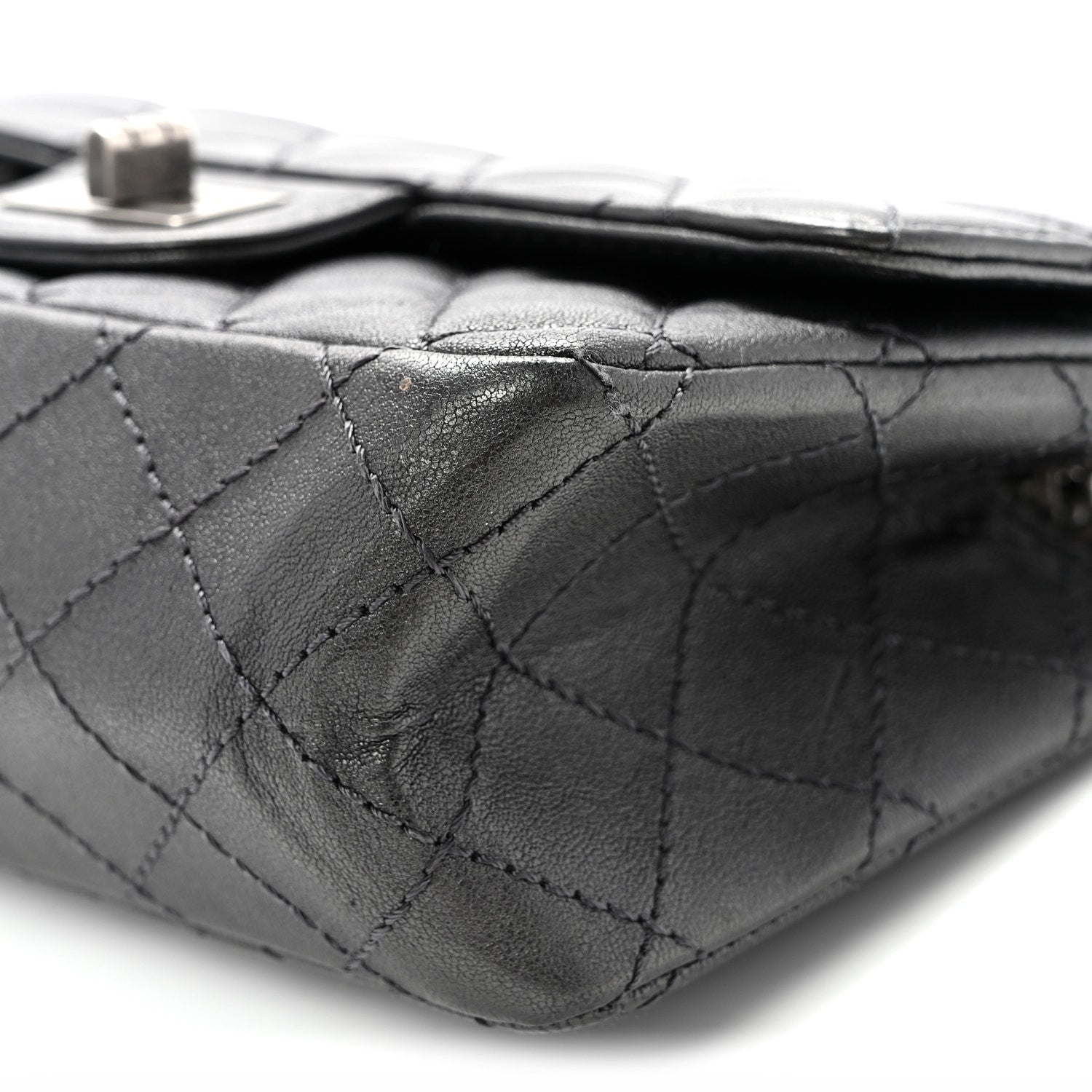 Chanel Metallic Sheepskin Quilted 2.55 Reissue Mini Flap Dark Silver 10 of 12