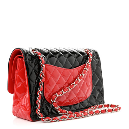 Chanel Patent Calfskin Quilted Bi-Color Medium Double Flap Red Black 3 of 13