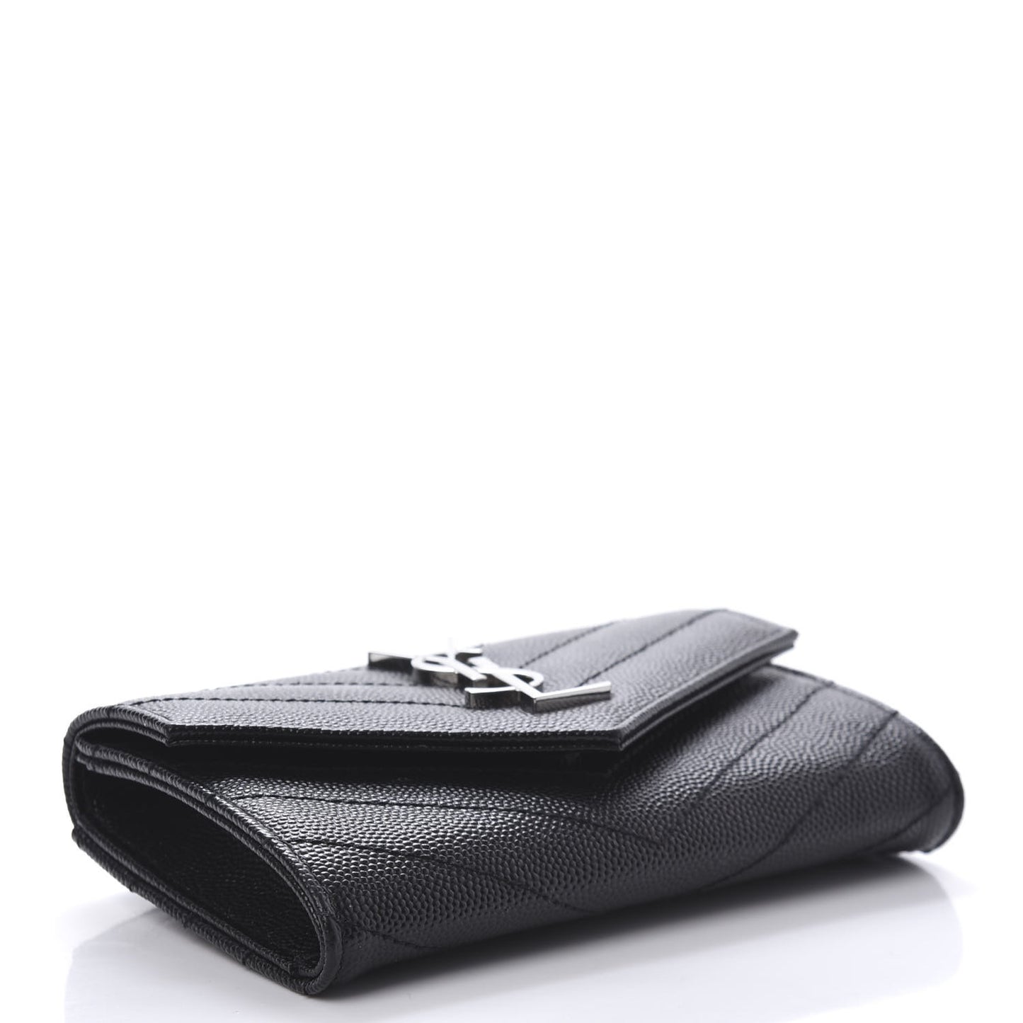 Grain De Poudre Matelasse Chevron Small Monogram Envelope Wallet Black