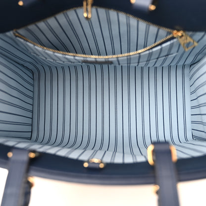 Louis Vuitton Raffia Calfskin Monogram Giant Onthego MM Blue 5 of 10
