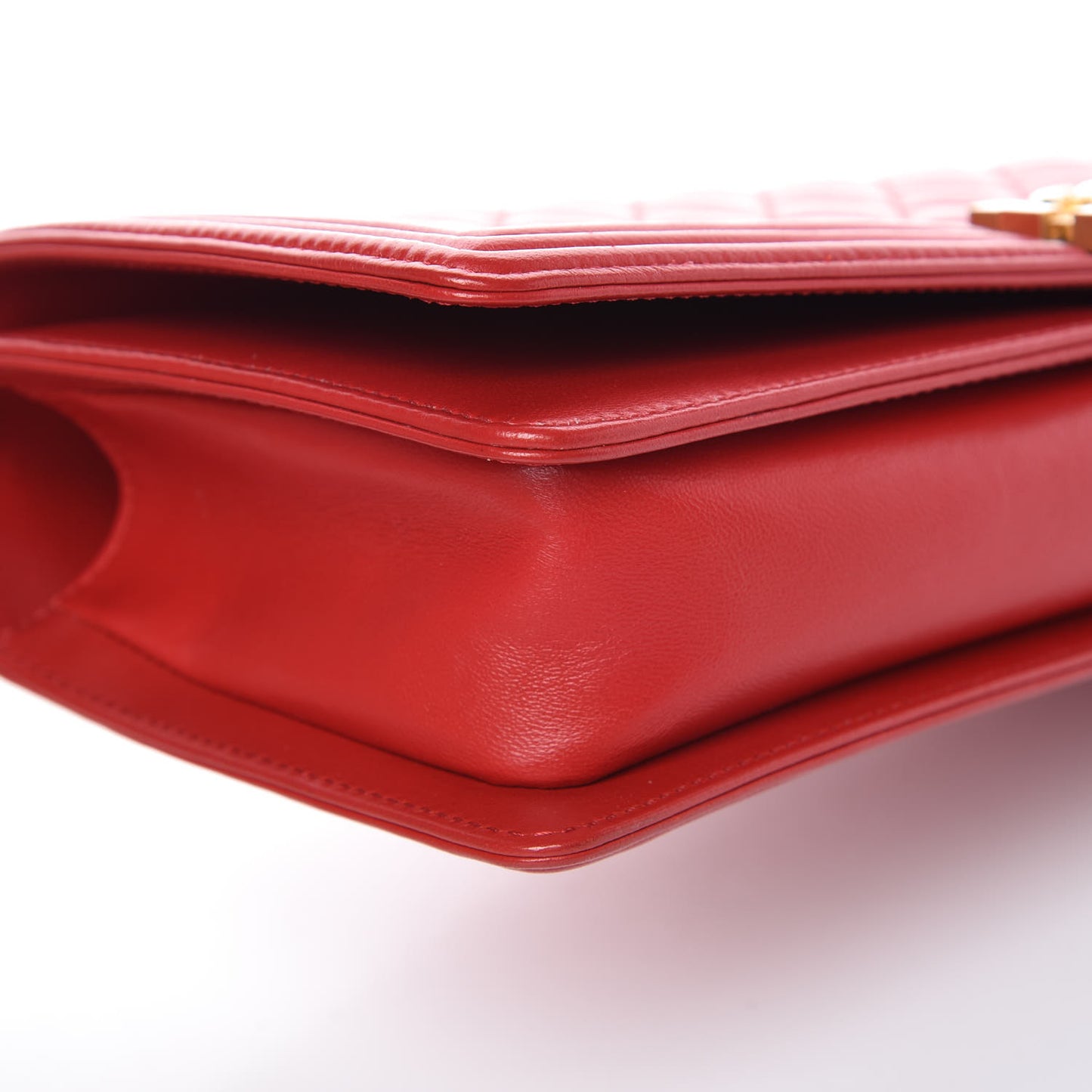Lambskin Quilted Boy Flap Clutch Red