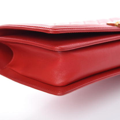 Chanel Lambskin Quilted Boy Flap Clutch Red 8 of 9