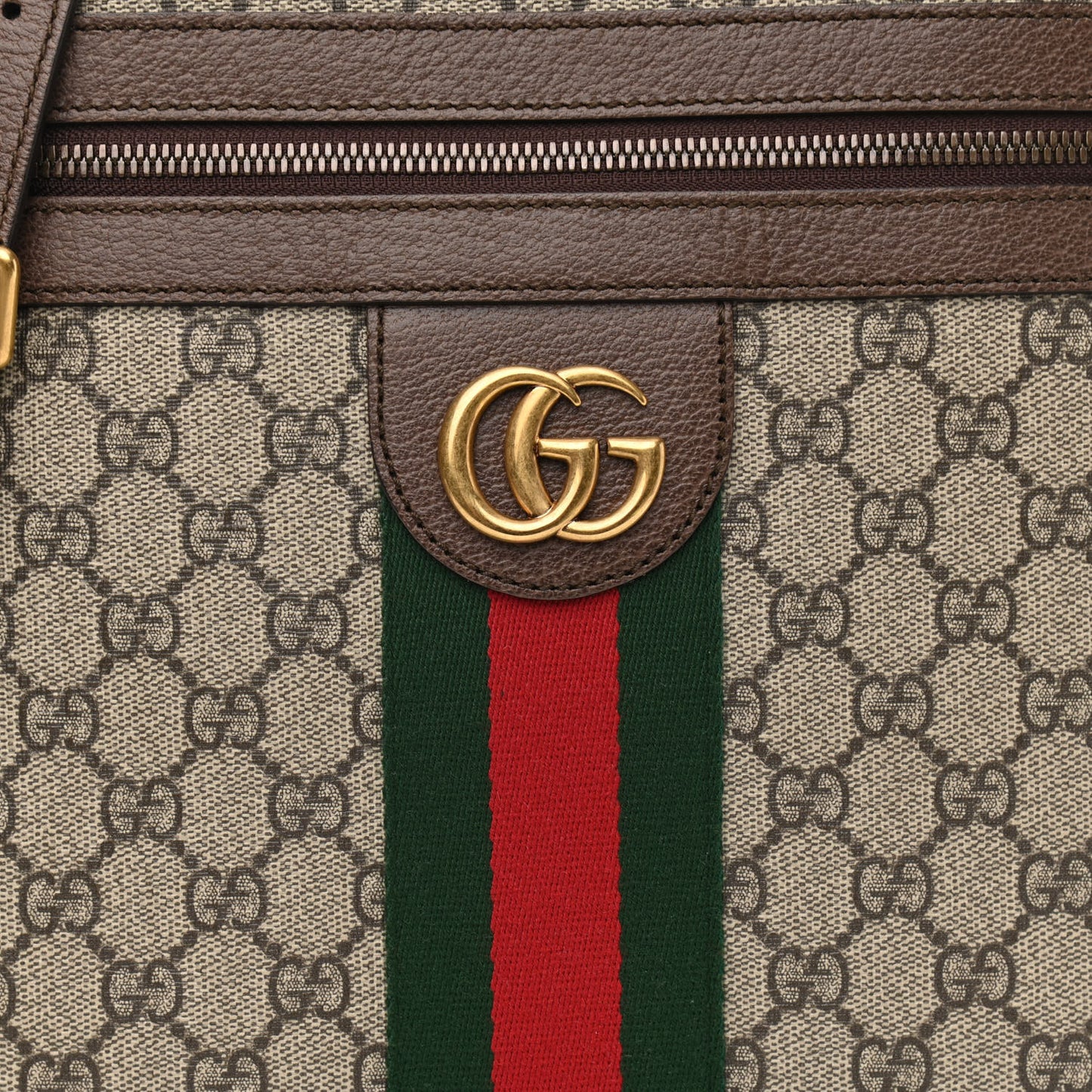 GG Supreme Monogram Web Medium Ophidia Messenger Bag Brown