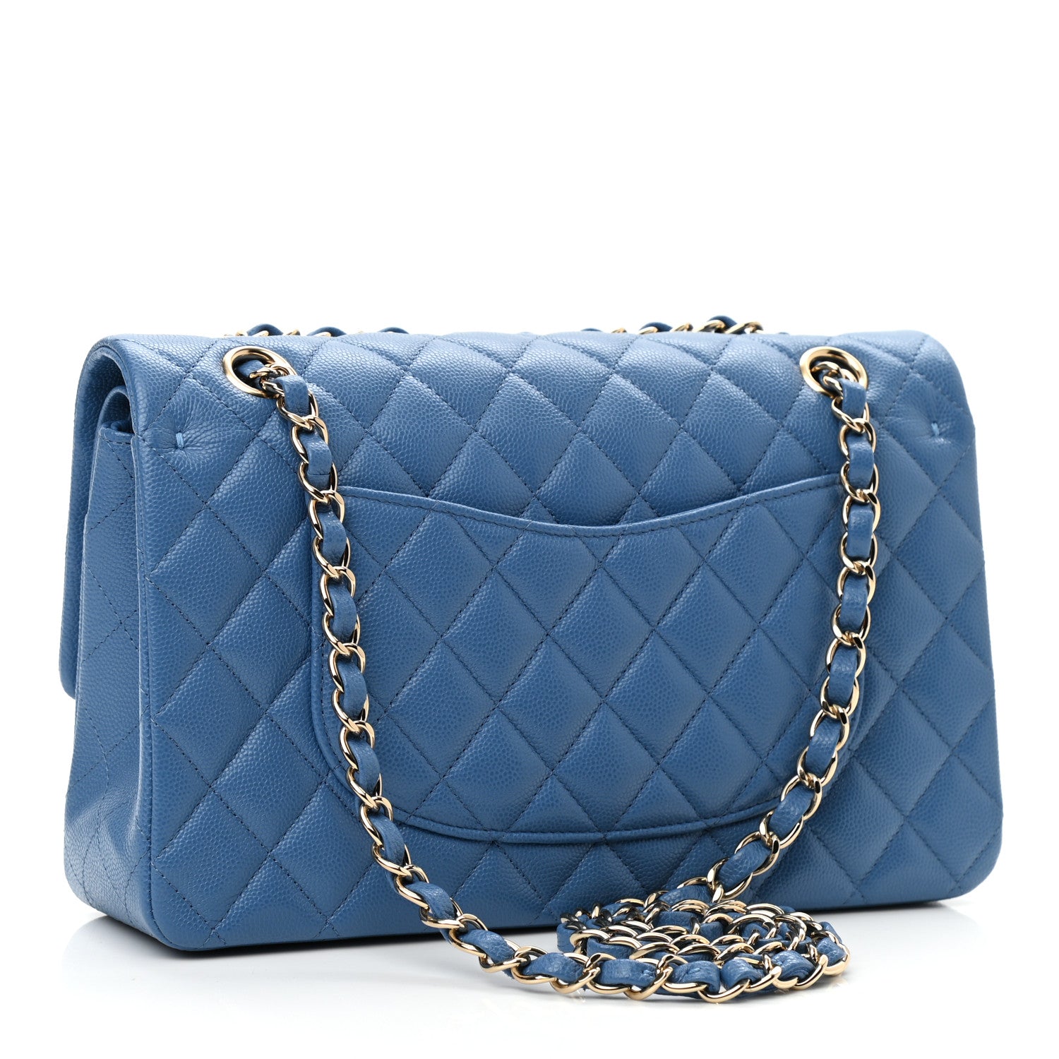 Chanel Caviar Quilted Medium Double Flap Blue 3 of 9