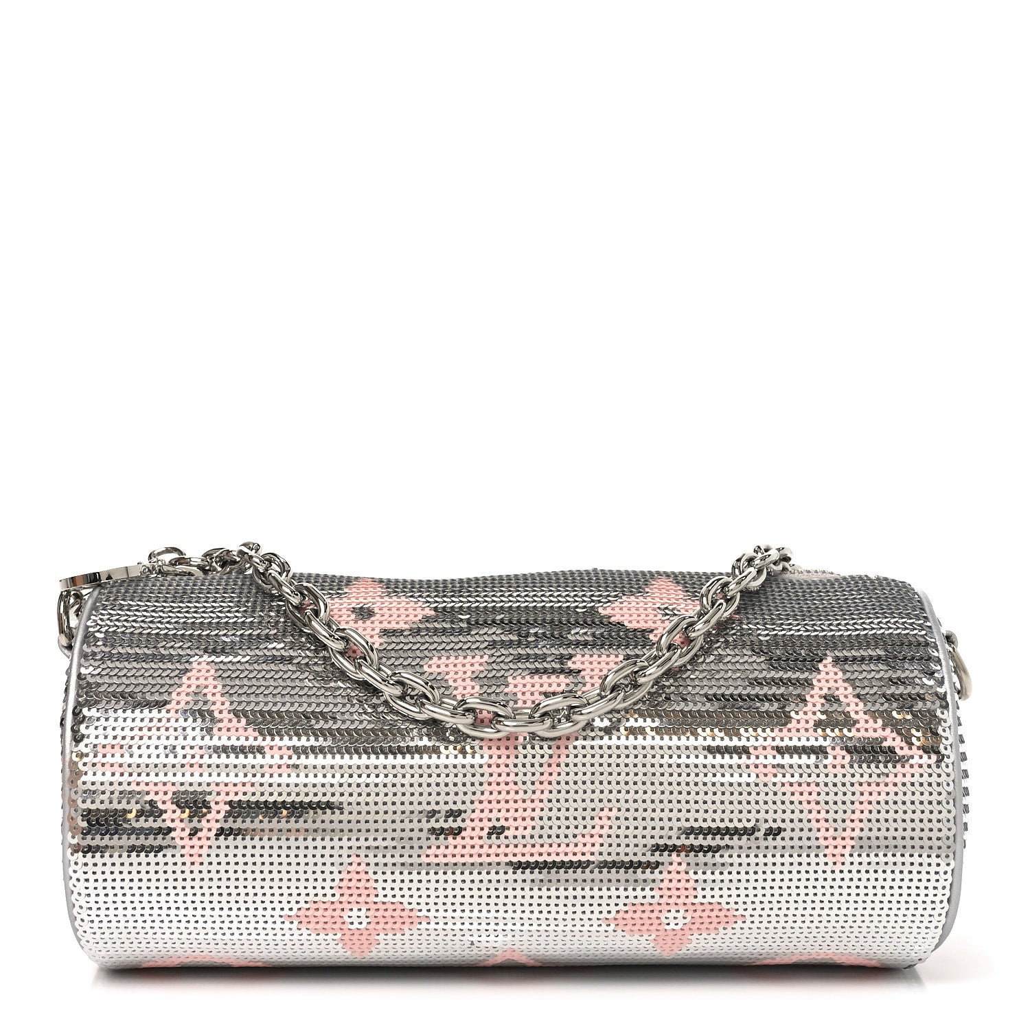 Louis Vuitton Satin Sequin Monogram Giant Papillon Silver Pink 1 of 9