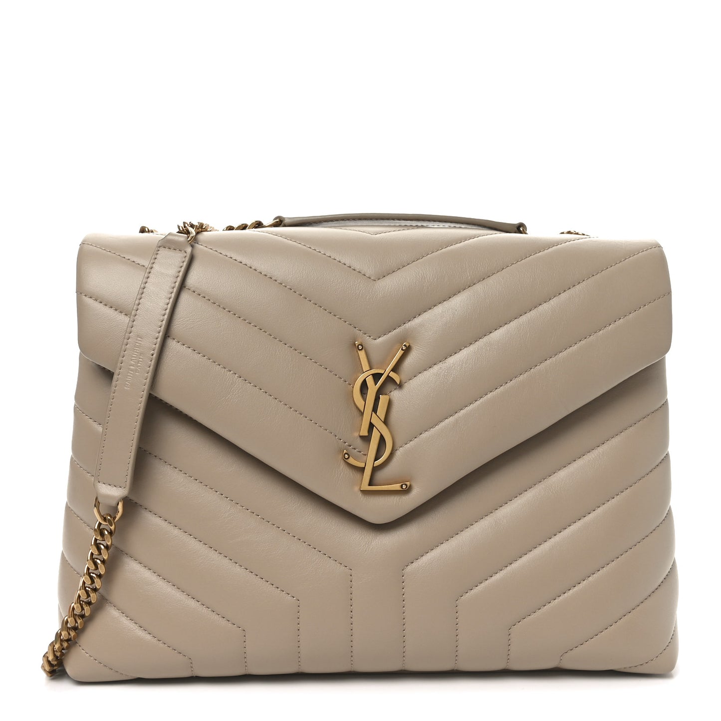 Calfskin Y Quilted Monogram Medium Loulou Chain Satchel Dark Beige