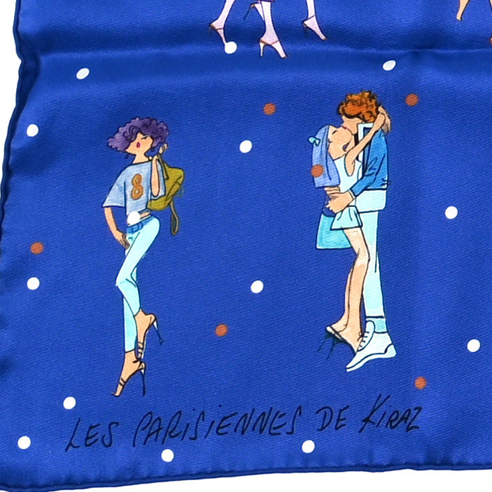 Hermes Silk Ex-Libris les Parisiennes Scarf 70 Bleu Royal Rouge Ciel 4 of 6