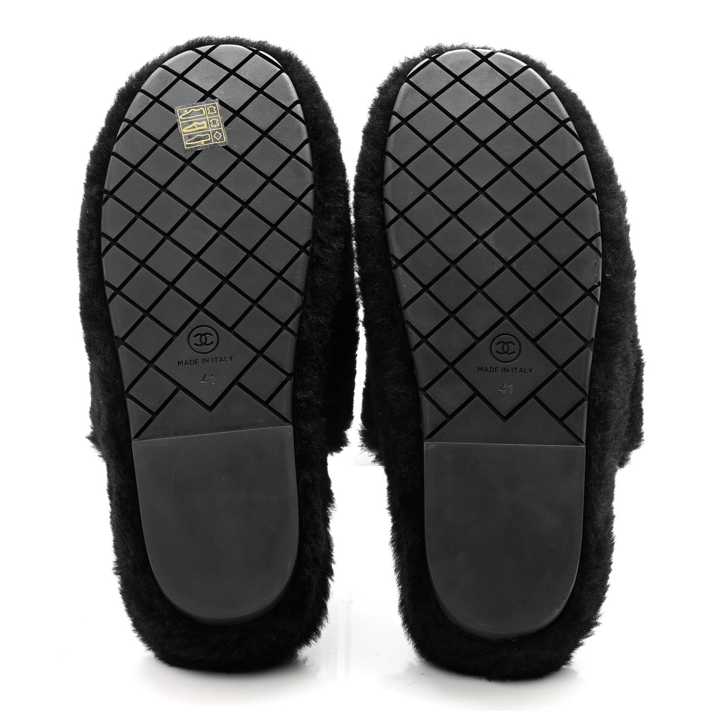 Fur CC Flat Mules 41 Black