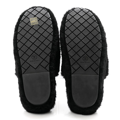 Chanel Fur CC Flat Mules 41 Black 7 of 14