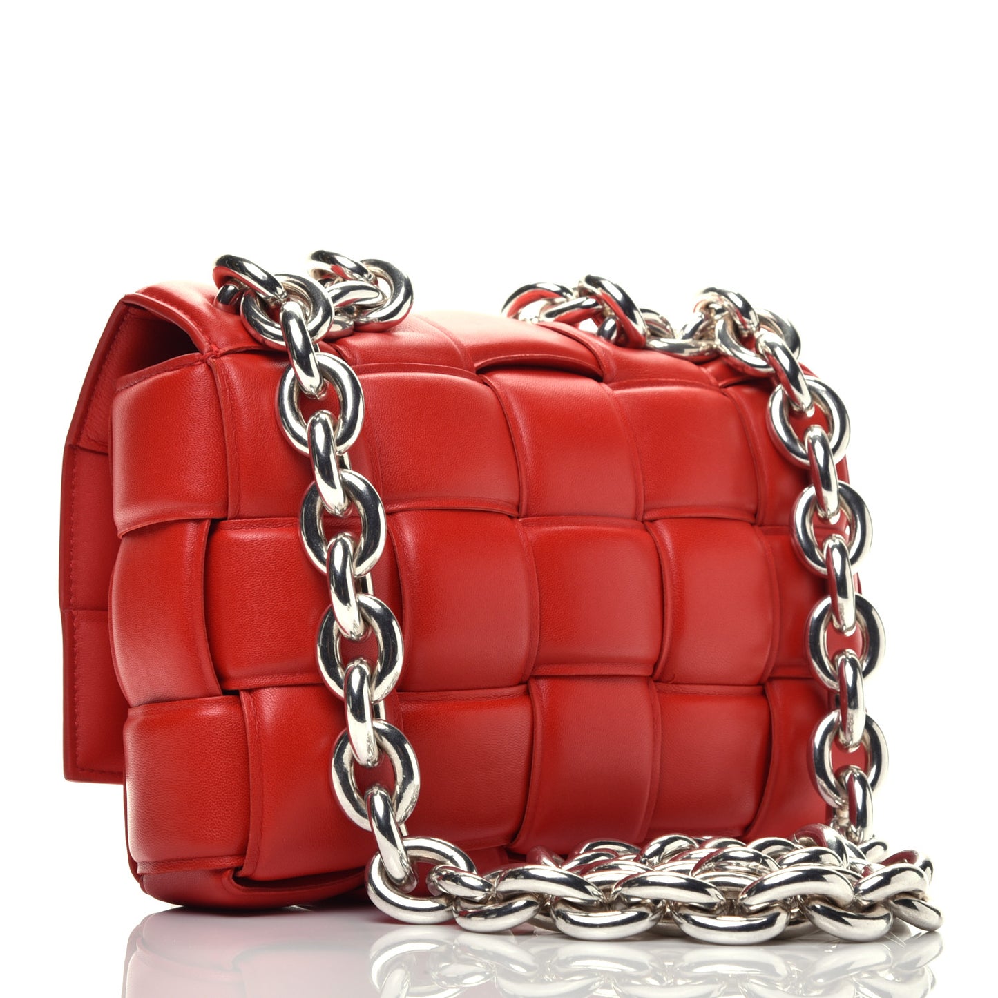 Lambskin Maxi Intreccio Padded Chain Cassette Crossbody Bag Nail Polish