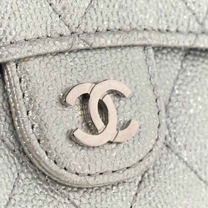 Chanel Metallic Caviar Quilted Compact Flap Wallet Silver 14 of 14