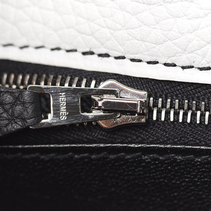 Hermes Taurillon Clemence Horseshoe Kelly Retourne 25 White Black 22 of 43