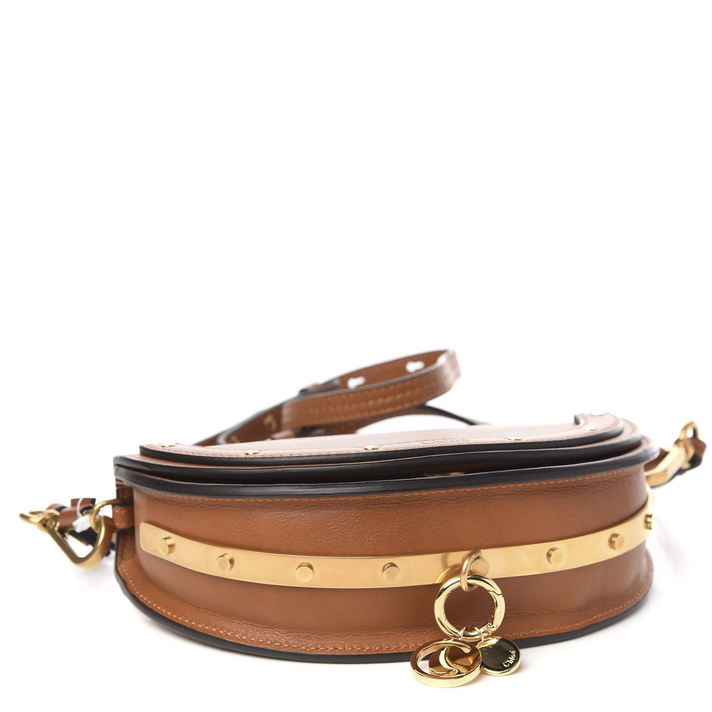 Calfskin Small Nile Bracelet Minaudiere Bag Caramel