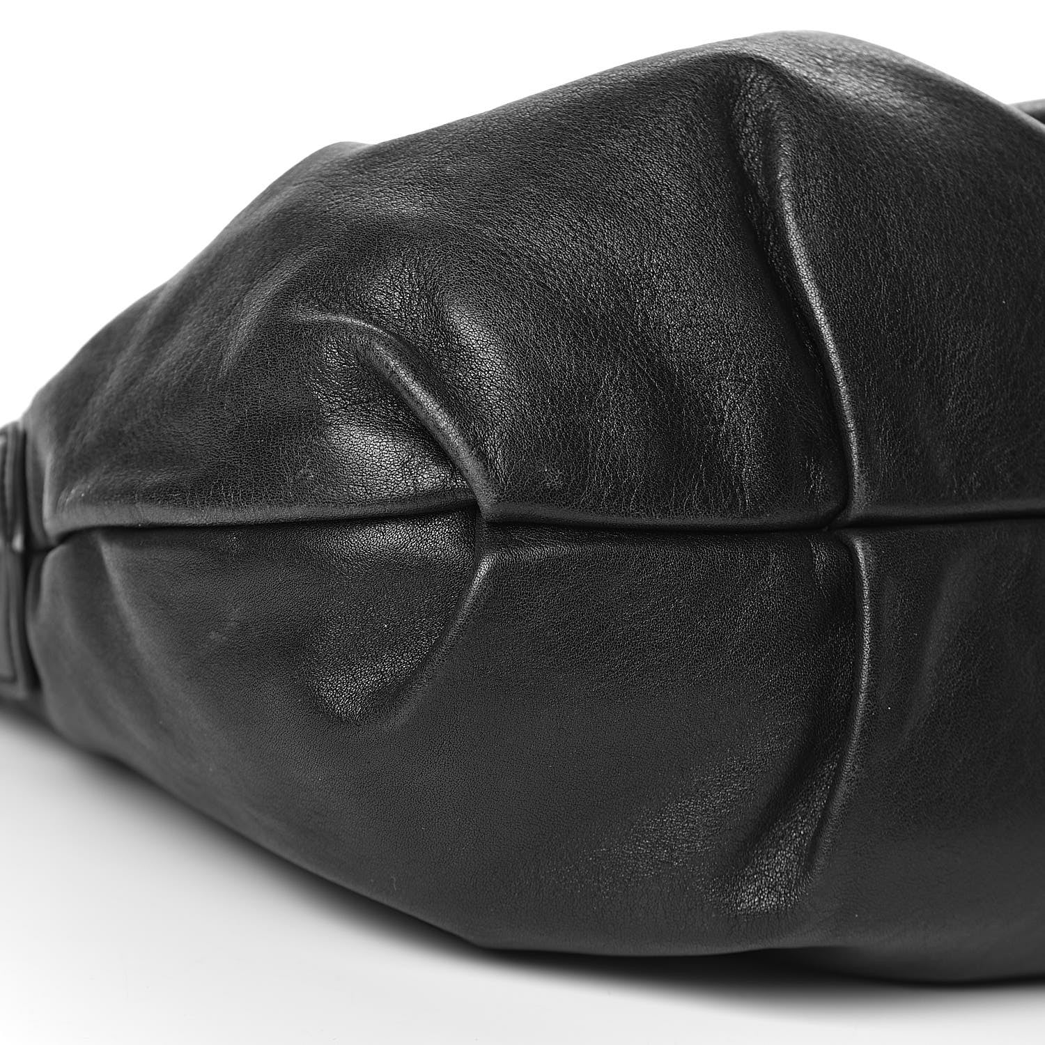 Prada Soft Calfskin Pleated Hobo Black 8 of 16