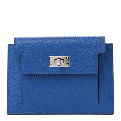 Hermes Epsom Kelly Pocket Compact Wallet Bleu France 1 of 7