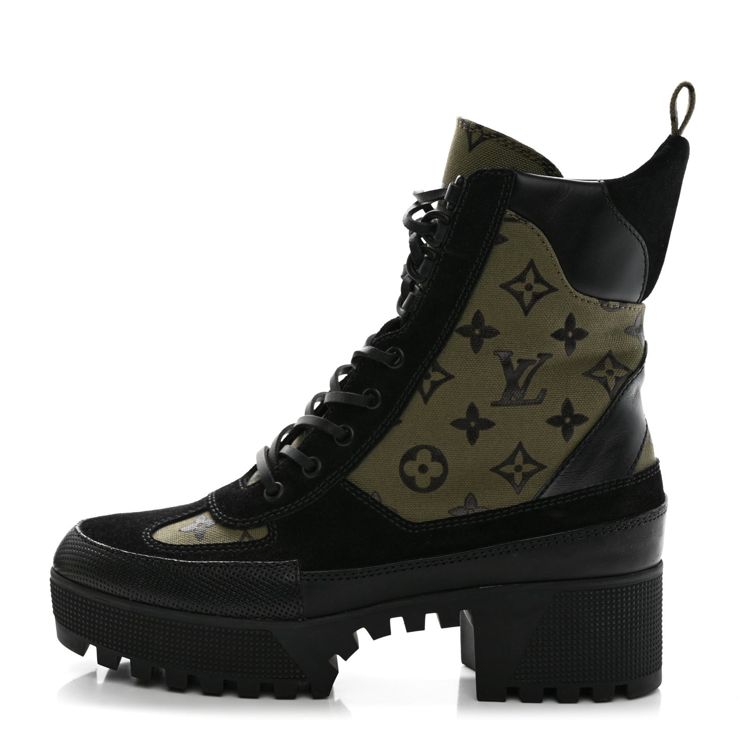 Suede Monogram Laureate Platform Desert Boots 40 Kaki Black